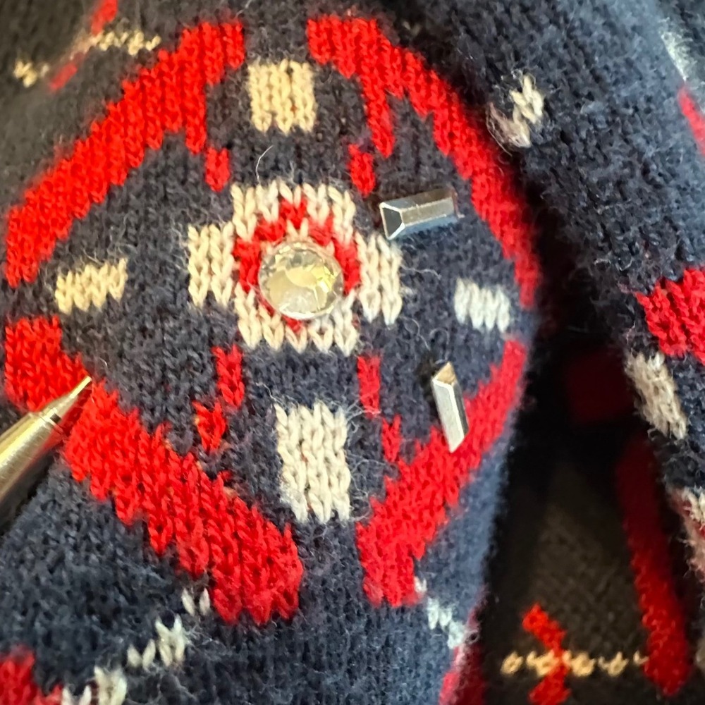 Charter Club Sweater Womens PM Navy Fair Isle Scottie Dog Embellished - Picture 13 of 13